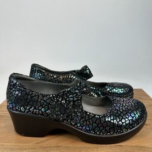 Womens Alegria Ella Jacinta Iridescent Leather Mary Jane Wedge Shoes Size 41 GUC